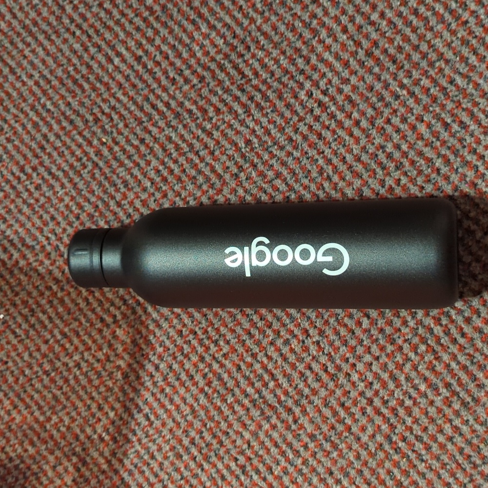 Google branded metal water bottle